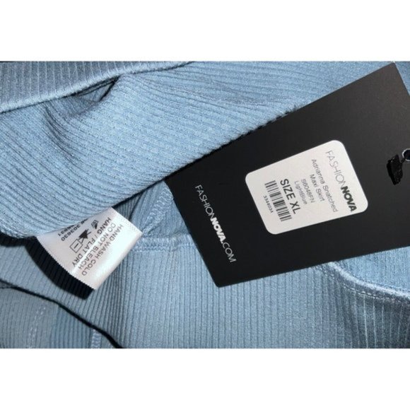 Fashion Nova Adrianna Snatched Waist Asymmetric Ribbed Knit Maxi Skirt XL NEW - Picture 6 of 8